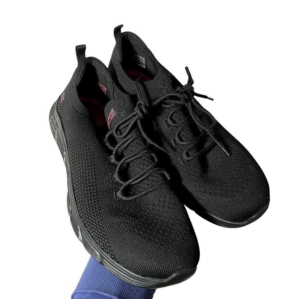 Sketchers slip in bobs memory soft stretch fit black sneakers women's size 11